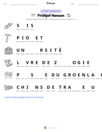 Aperçu de la feuille de travail imprimable Fridtjof Nansen