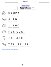 Robert Peary printable worksheet preview