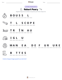 Aperçu de la feuille de travail imprimable Robert Peary