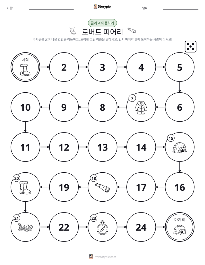 주사위 굴리고 이동하기 게임