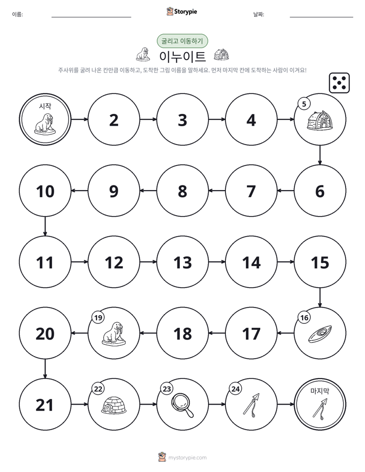 주사위 굴리고 이동하기 게임