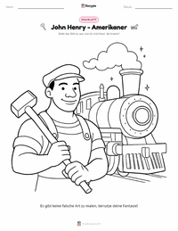 John Henry - Amerikaner druckbare Arbeitsblatt Vorschau
