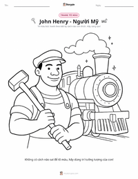 Trang tô màu John Henry - Người Mỹ cho trẻ em