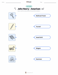 John Henry - American printable worksheet for kids