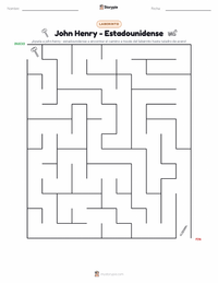 Vista previa de la hoja de trabajo imprimible de John Henry - Estadounidense