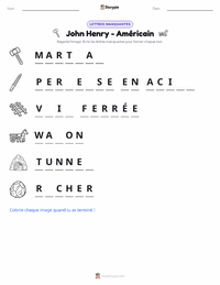 Aperçu de la feuille de travail imprimable John Henry - Américain
