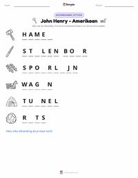 John Henry - Amerikaan afdrukbare werkblad voorbeeld