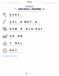 John Henry - Amerikalı yazdırılabilir çalışma sayfası önizlemesi