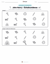 Vista previa de la hoja de trabajo imprimible de John Henry - Estadounidense