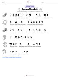 Roman Republic printable worksheet preview
