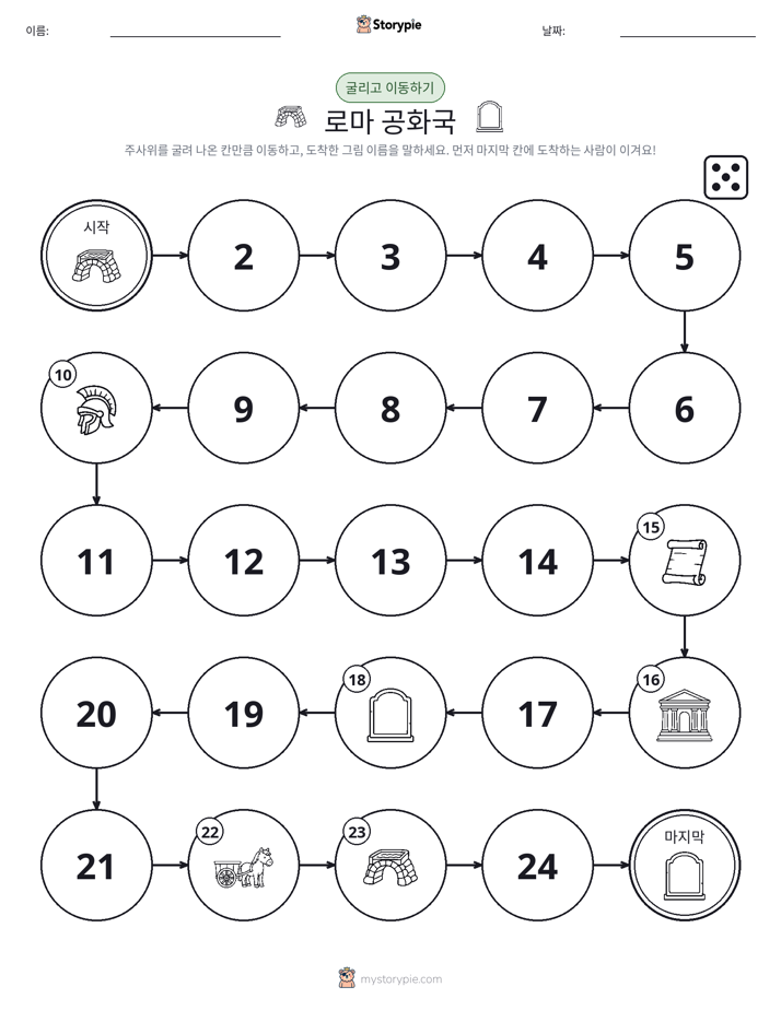 주사위 굴리고 이동하기 게임