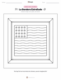 Página para colorear de La Bandera de Estrellas Centelleantes para niños