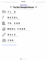 The Star-Spangled Banner printable worksheet preview