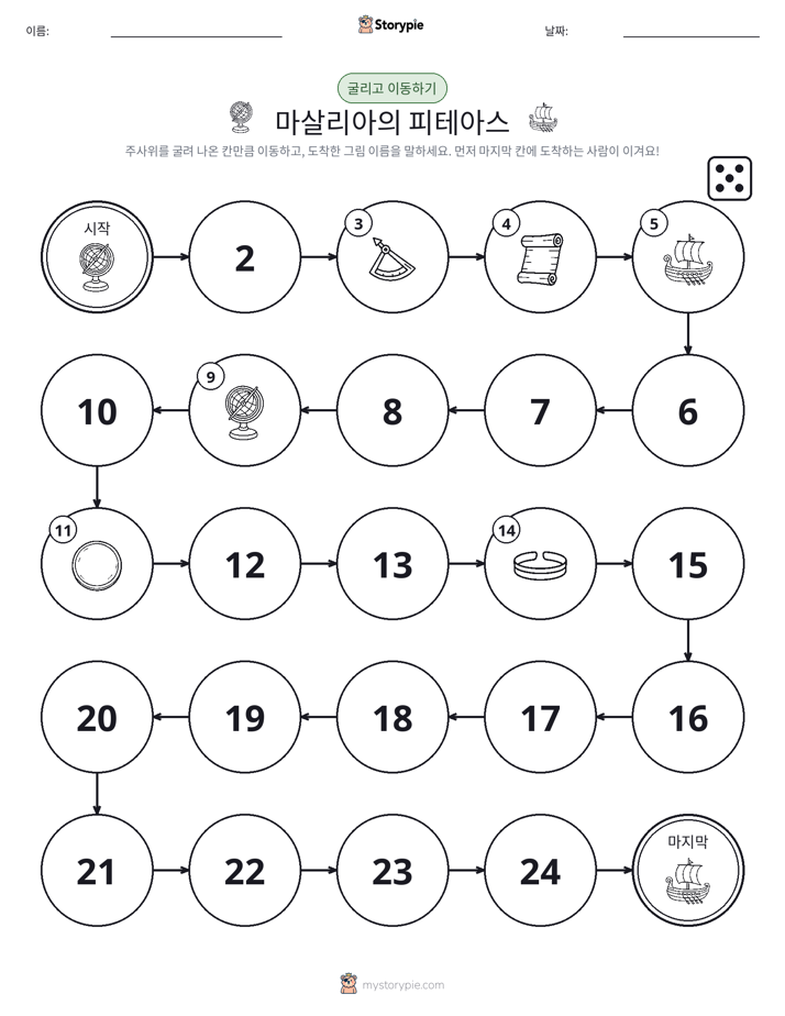 주사위 굴리고 이동하기 게임