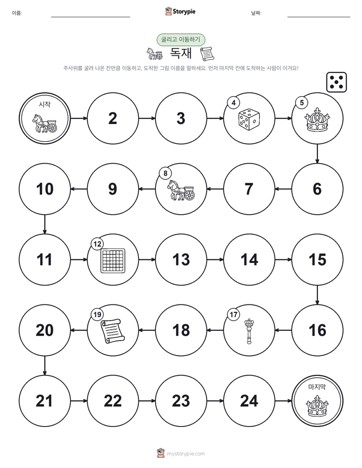 주사위 굴리고 이동하기 게임