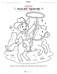 Trang tô màu Pecos Bill - Người Mỹ cho trẻ em