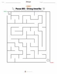 Prabaca lembar kerja cetak Pecos Bill - Amerika