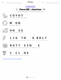 Pecos Bill - American printable worksheet preview