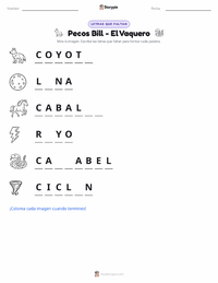 Vista previa de la hoja de trabajo imprimible de Pecos Bill - Estadounidense