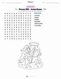 Pecos Bill - Amerikaans afdrukbare werkblad voorbeeld