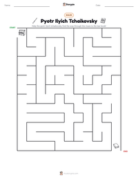 Pyotr Ilyich Tchaikovsky printable worksheet preview