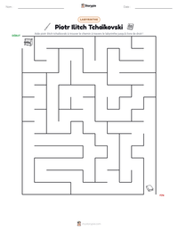 Aperçu de la feuille de travail imprimable Piotr Ilitch Tchaïkovski