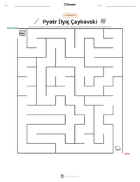 Pyotr İlyiç Çaykovski yazdırılabilir çalışma sayfası önizlemesi