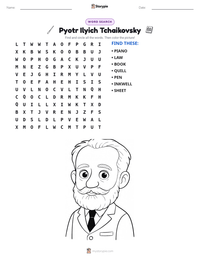 Pyotr Ilyich Tchaikovsky printable worksheet preview