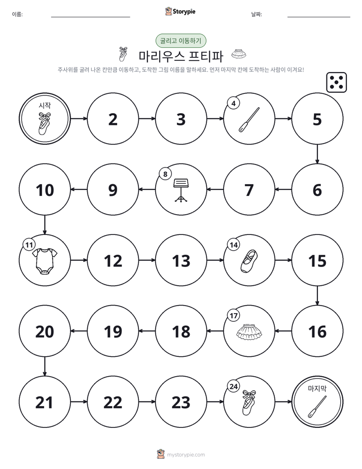 주사위 굴리고 이동하기 게임