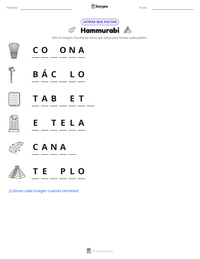 Vista previa de la hoja de trabajo imprimible de Hammurabi