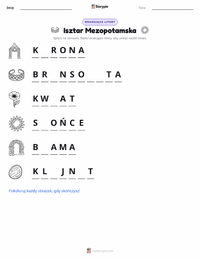 Podgląd drukowalnego arkusza ćwiczeń Isztar - Mezopotamska