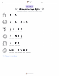 İştar - Mezopotamya yazdırılabilir çalışma sayfası önizlemesi