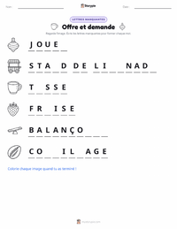 Aperçu de la feuille de travail imprimable Offre et demande