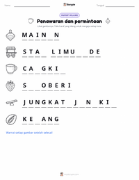 Prabaca lembar kerja cetak Penawaran dan permintaan