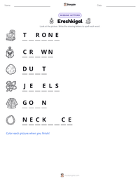 Ereshkigal printable worksheet preview