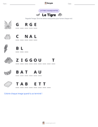 Aperçu de la feuille de travail imprimable Le Tigre