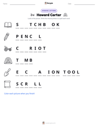 Howard Carter printable worksheet preview