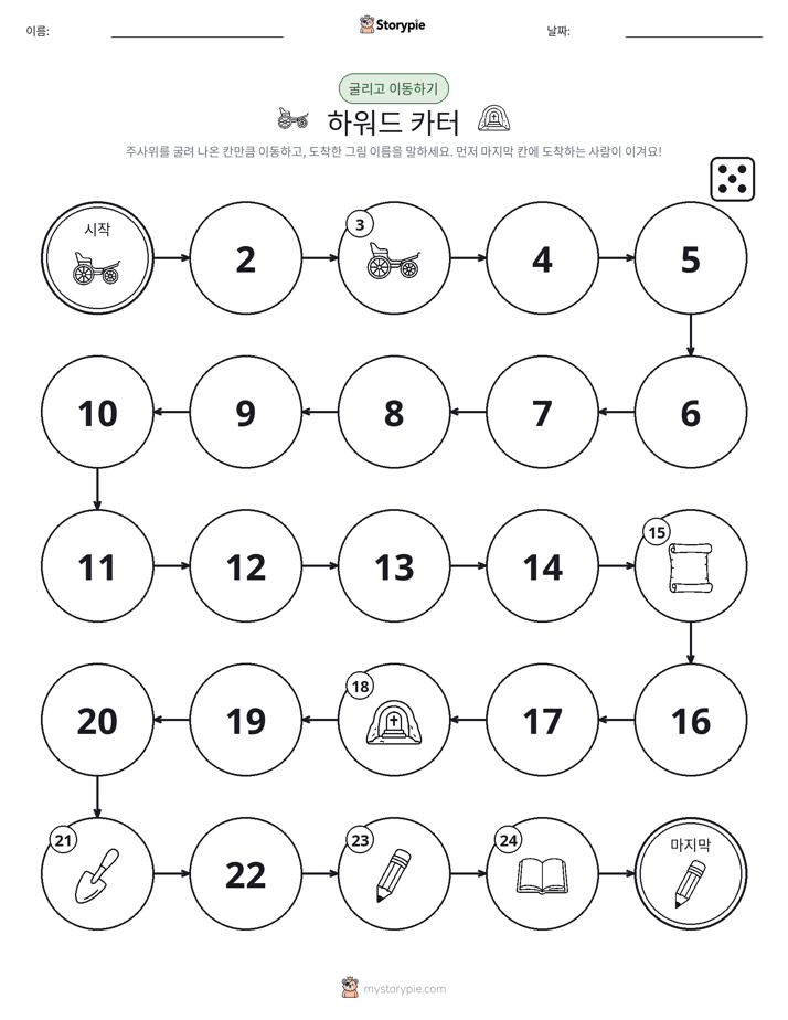 주사위 굴리고 이동하기 게임