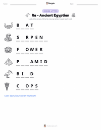 Ra - Ancient Egyptian printable worksheet preview