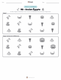 Aperçu de la feuille de travail imprimable Râ - Égypte ancienne