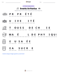 Aperçu de la feuille de travail imprimable Svante Arrhenius