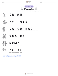 Pharaohs printable worksheet preview