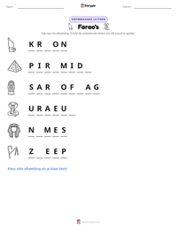 Farao's afdrukbare werkblad voorbeeld