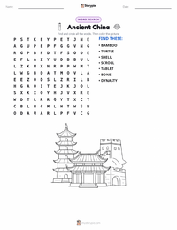 Ancient China printable worksheet preview