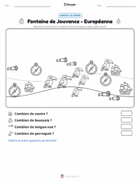 Aperçu de la feuille de travail imprimable Fontaine de Jouvence - Européenne