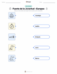 Vista previa de la hoja de trabajo imprimible de Fuente de la Juventud - Europea