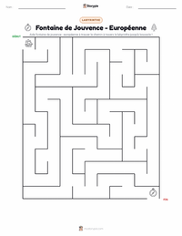 Aperçu de la feuille de travail imprimable Fontaine de Jouvence - Européenne