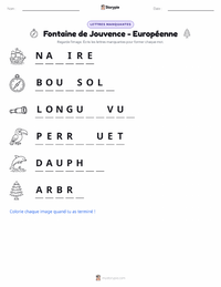 Aperçu de la feuille de travail imprimable Fontaine de Jouvence - Européenne