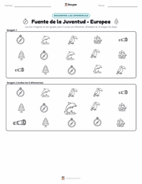 Vista previa de la hoja de trabajo imprimible de Fuente de la Juventud - Europea