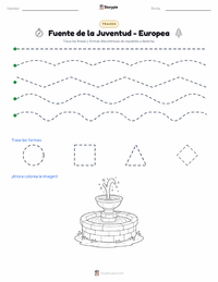 Vista previa de la hoja de trabajo imprimible de Fuente de la Juventud - Europea